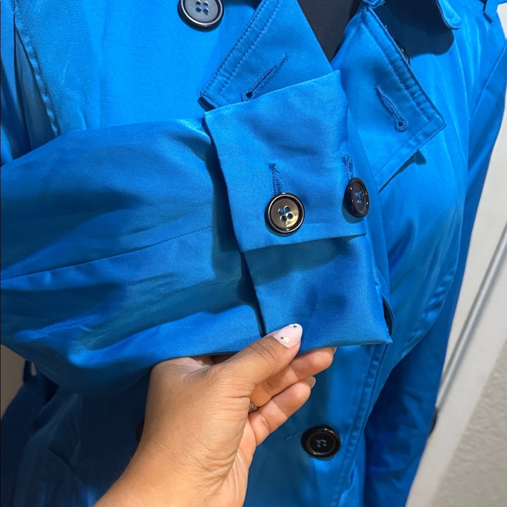 Cotton Candy Vibrant Blue Trench Coat - Picture 4 of 10